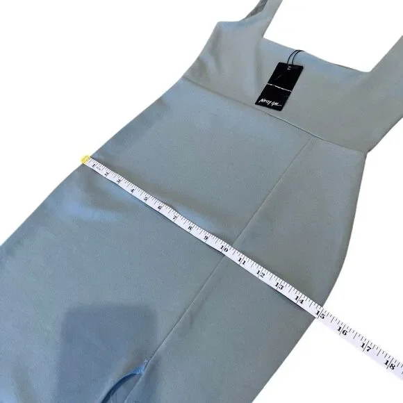 Nasty Gal Square Neck Split Hem Midi Sage Dress Size 4 - Picture 14 of 16